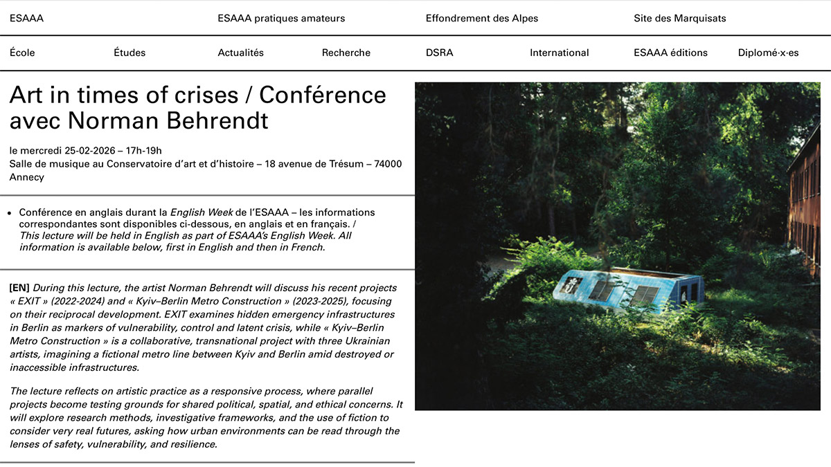 &ldquo;Art in times of crises&rdquo; Conference at ESAAA - &Eacute;cole Sup&eacute;rieure d'Art Annecy Alpes, France